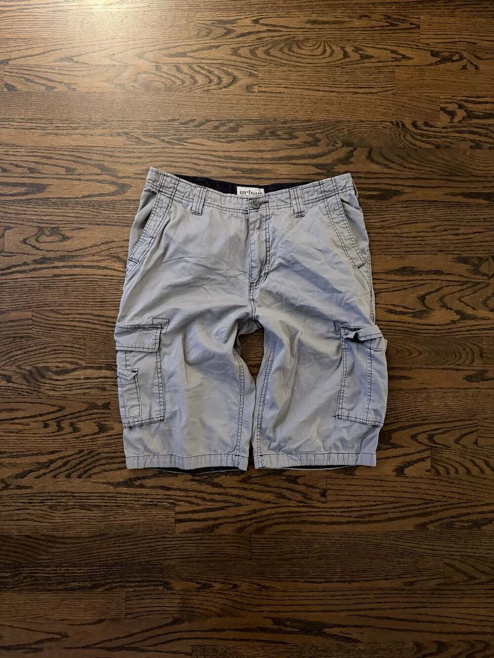 Y2K Urban Pipeline Men's Gray Cargo Skateboard Shorts Size 34